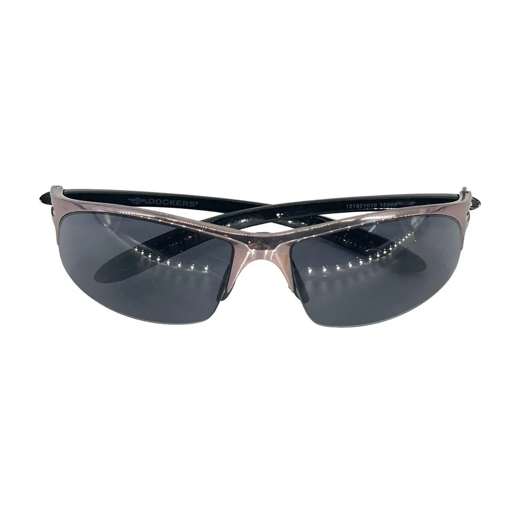 Dockers Men's Wraparound Sport Sunglasses Gray Lens Gunmetal Semi-Rimless